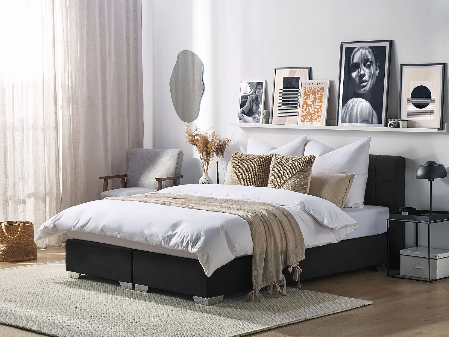 Lit Boxspring Tissu ADMIRAL 160 x 200 cm Noir
