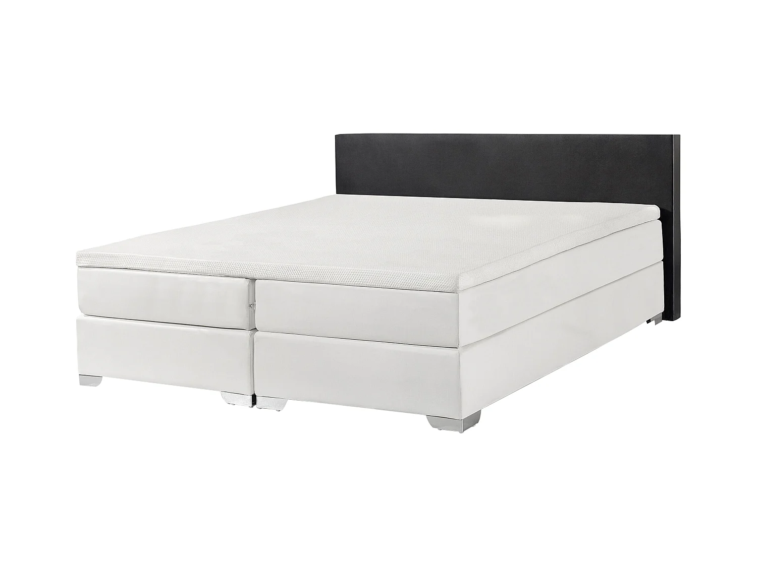 Lit Boxspring Cuir PU PRESIDENT 160 x 200 cm Noir/blanc
