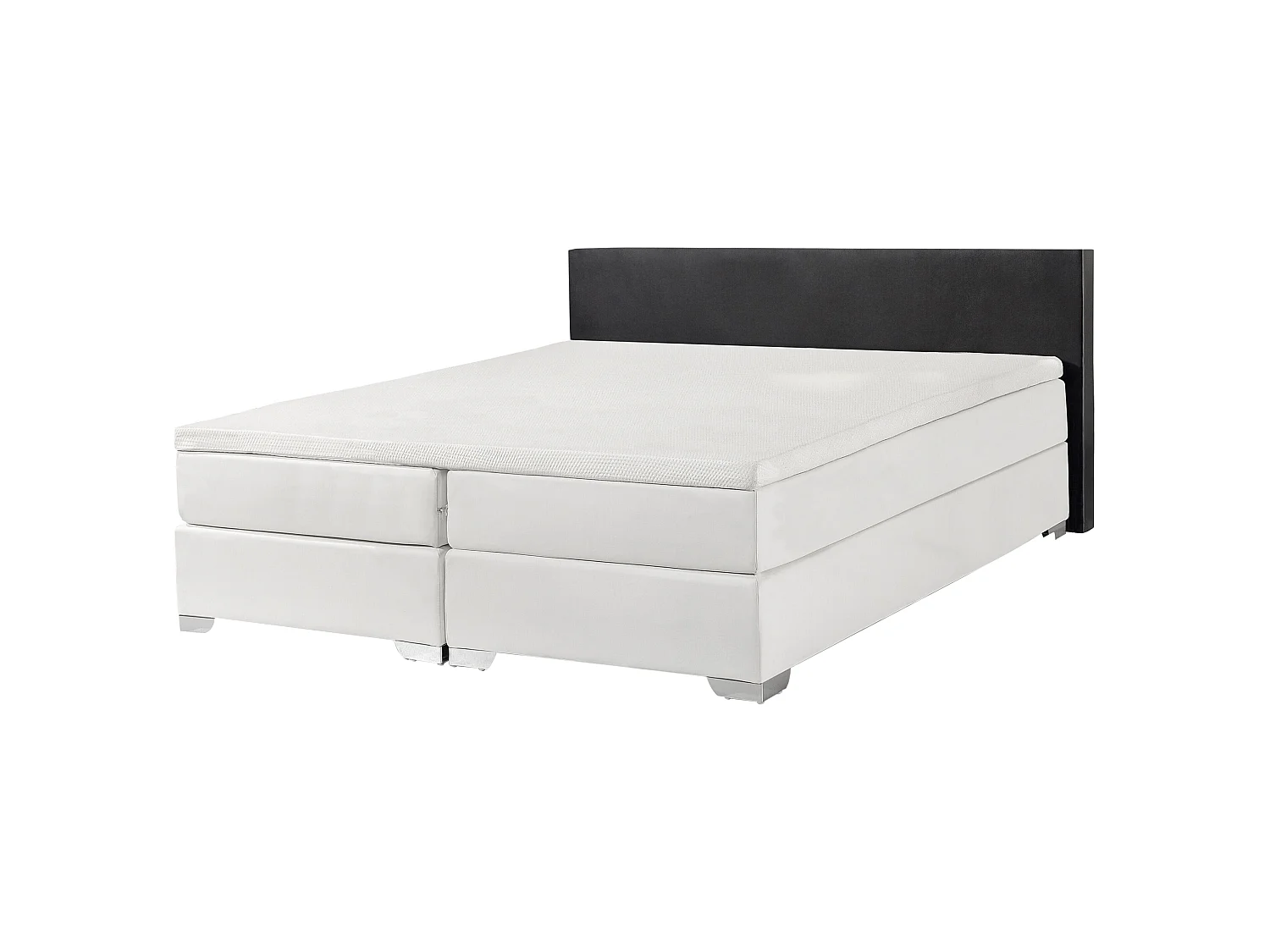 Divan Bed Faux Leather PRESIDENT 160 x 200 cm (EU King Size) Black/ White