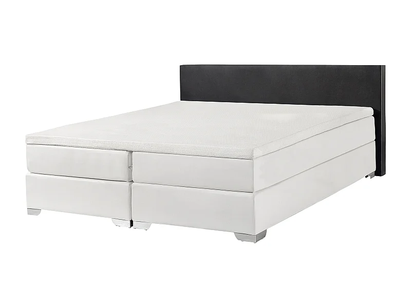 Letto Continentale Pelle sintetica PRESIDENT 160 x 200 cm Nero/Bianco