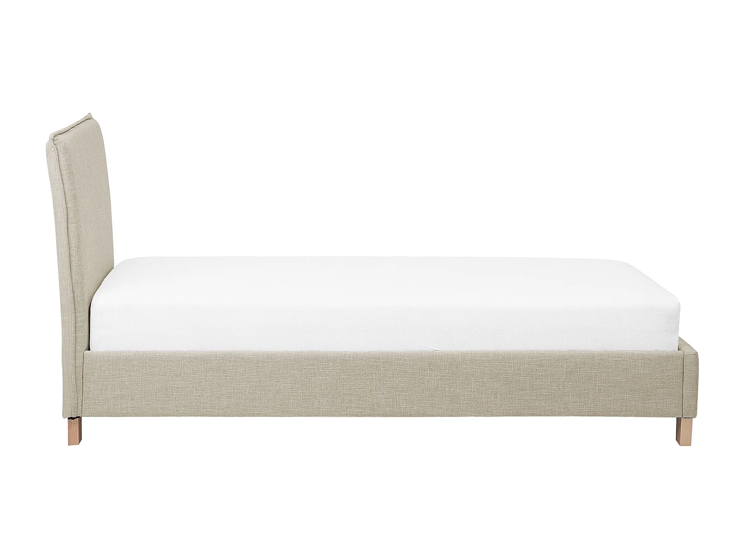 Klassisches Polsterbett Einzelbett hohes Kopfteil Polsterbezug beige Sennez