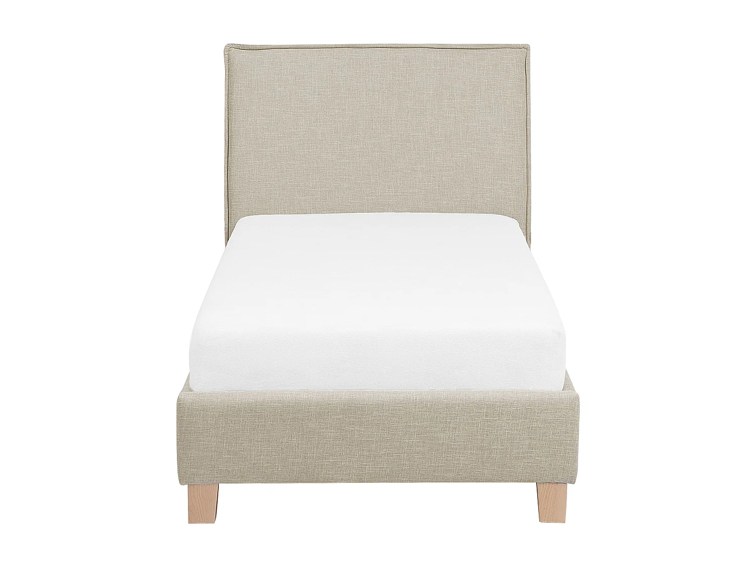 Klassisches Polsterbett Einzelbett hohes Kopfteil Polsterbezug beige Sennez