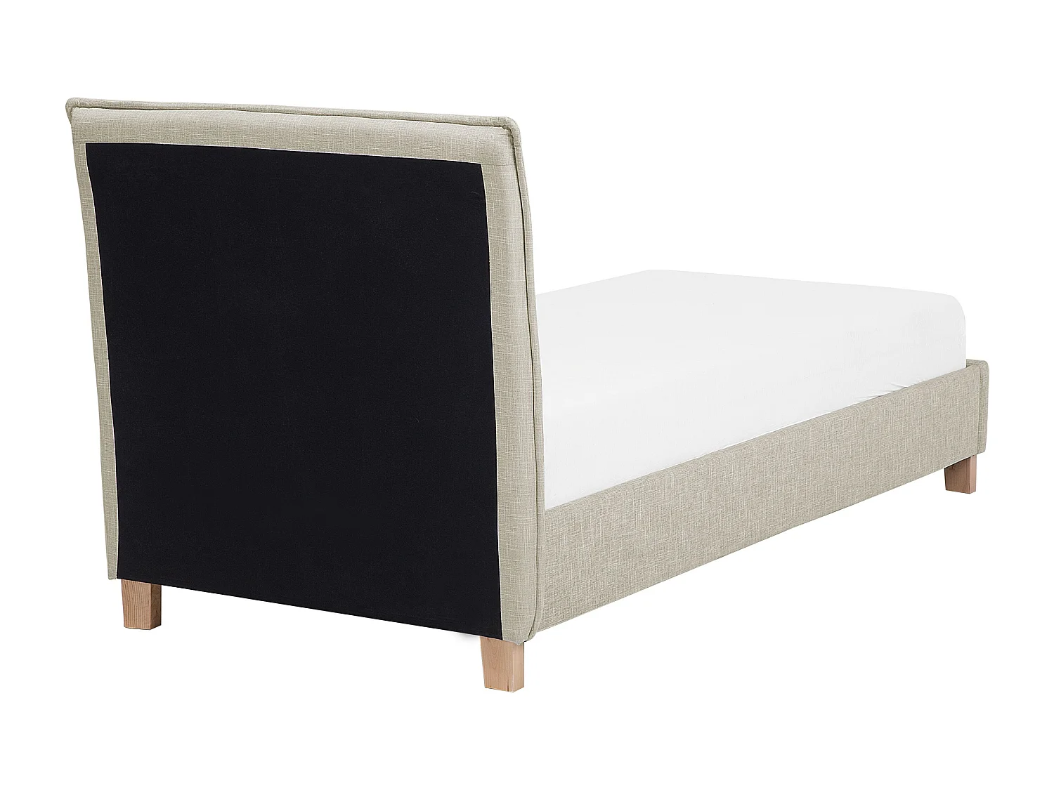 Klassisches Polsterbett Einzelbett hohes Kopfteil Polsterbezug beige Sennez