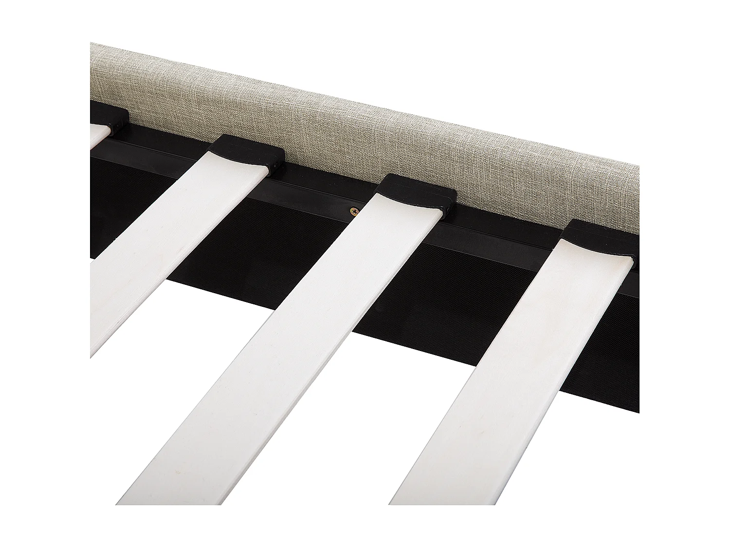 Klassisches Polsterbett Einzelbett hohes Kopfteil Polsterbezug beige Sennez