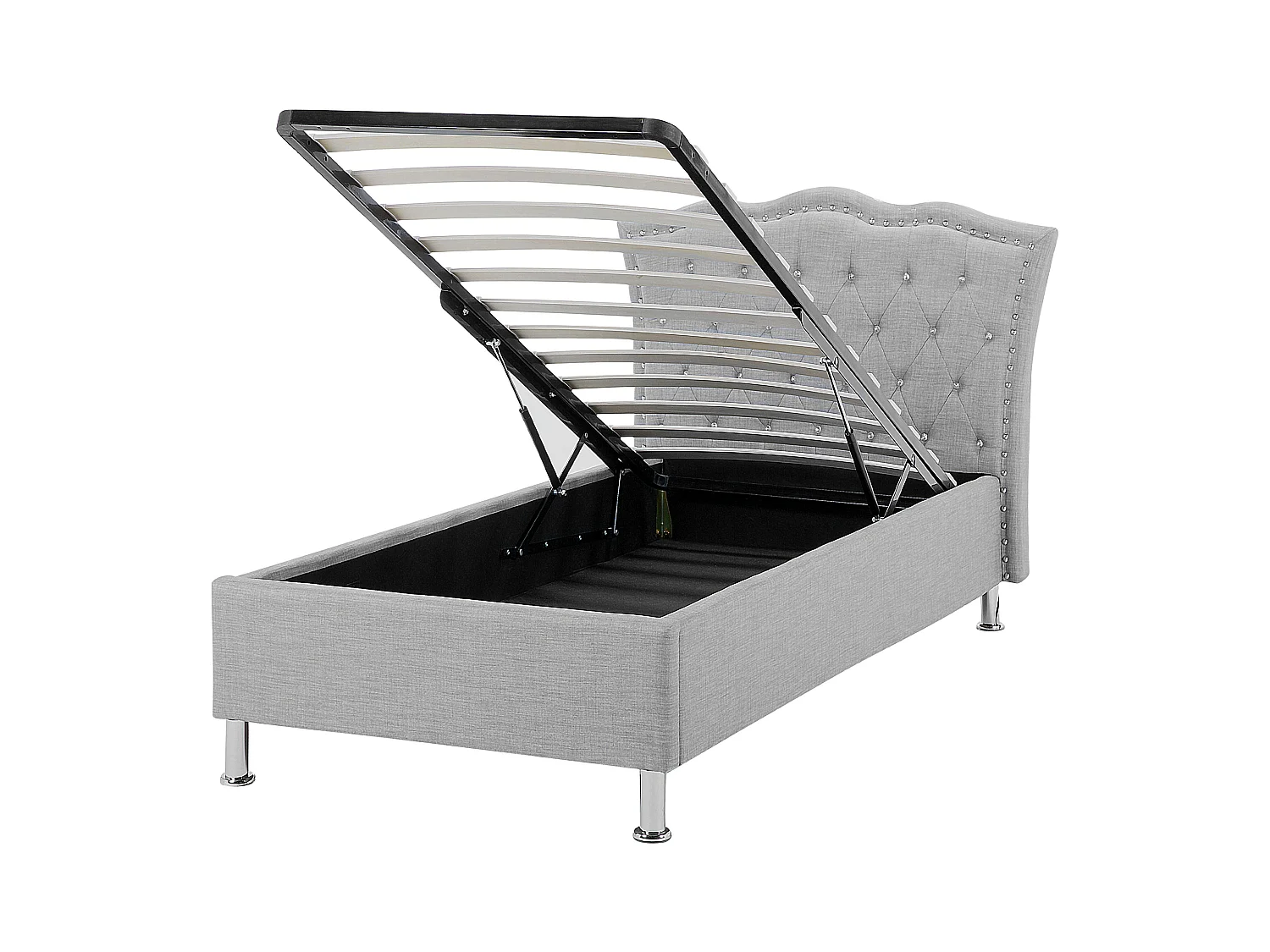Lit ottoman Tissu METZ 90 x 200 cm Gris clair