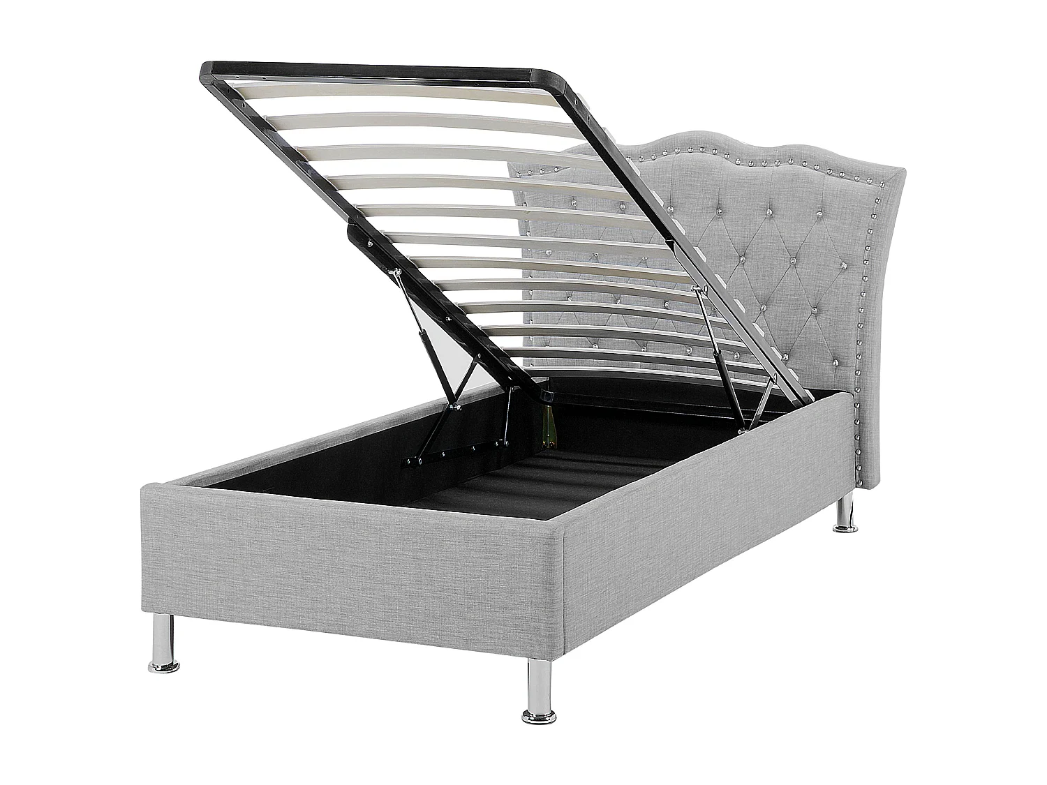 Bed met opbergruimte stof grijs 90 x 200 cm METZ