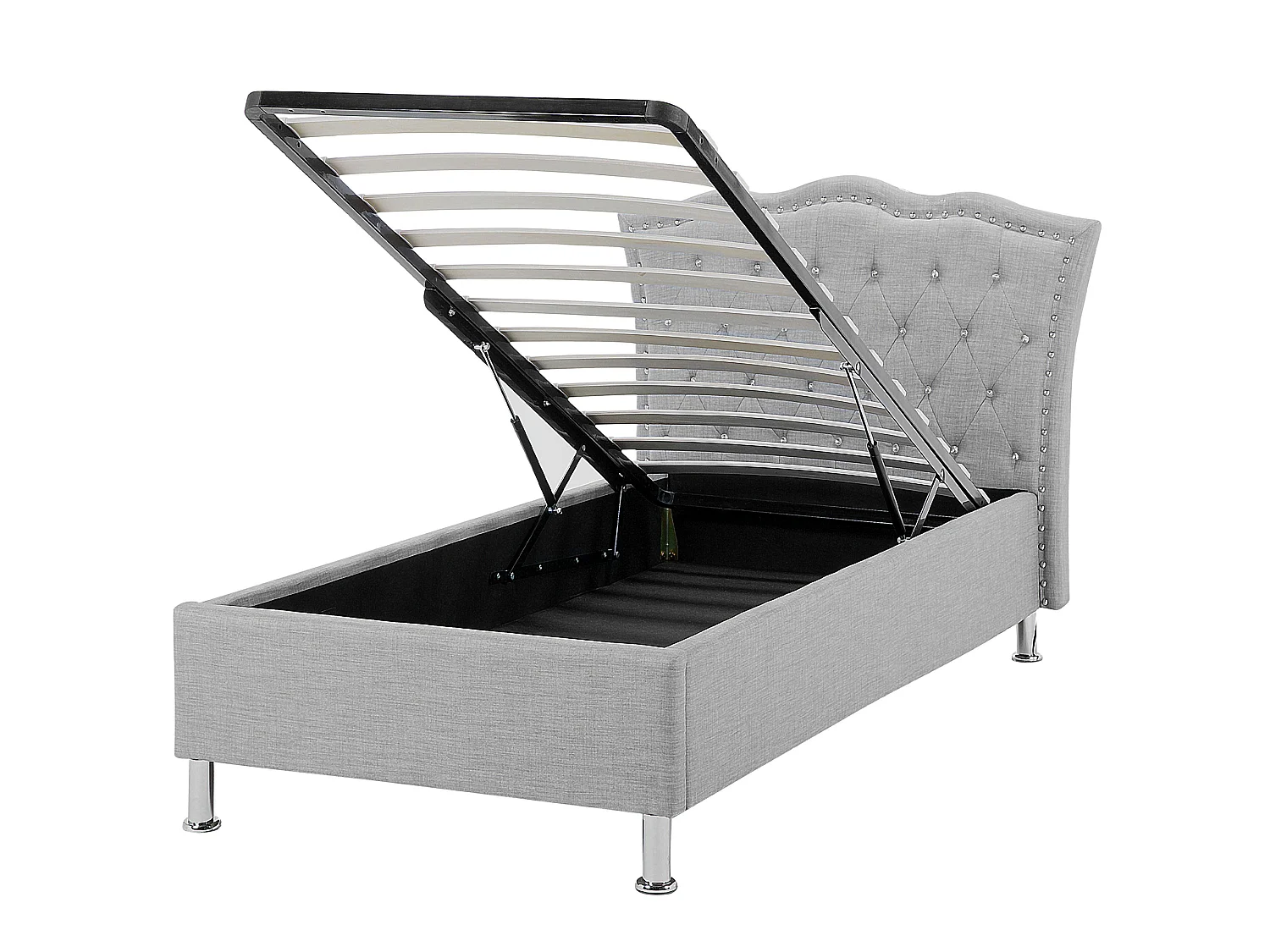 Lit avec coffre en tissu gris avec coffre 90 x 200 cm METZ