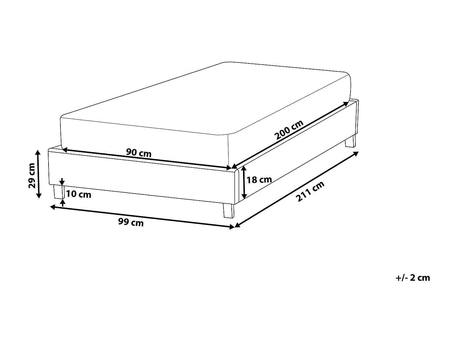 Bed zonder hoofdbord Stof ROANNE 90 x 200 cm Beige