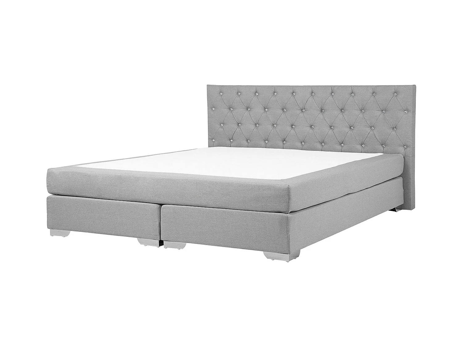 Lit Boxspring Tissu DUCHESS 180 x 200 cm Gris clair
