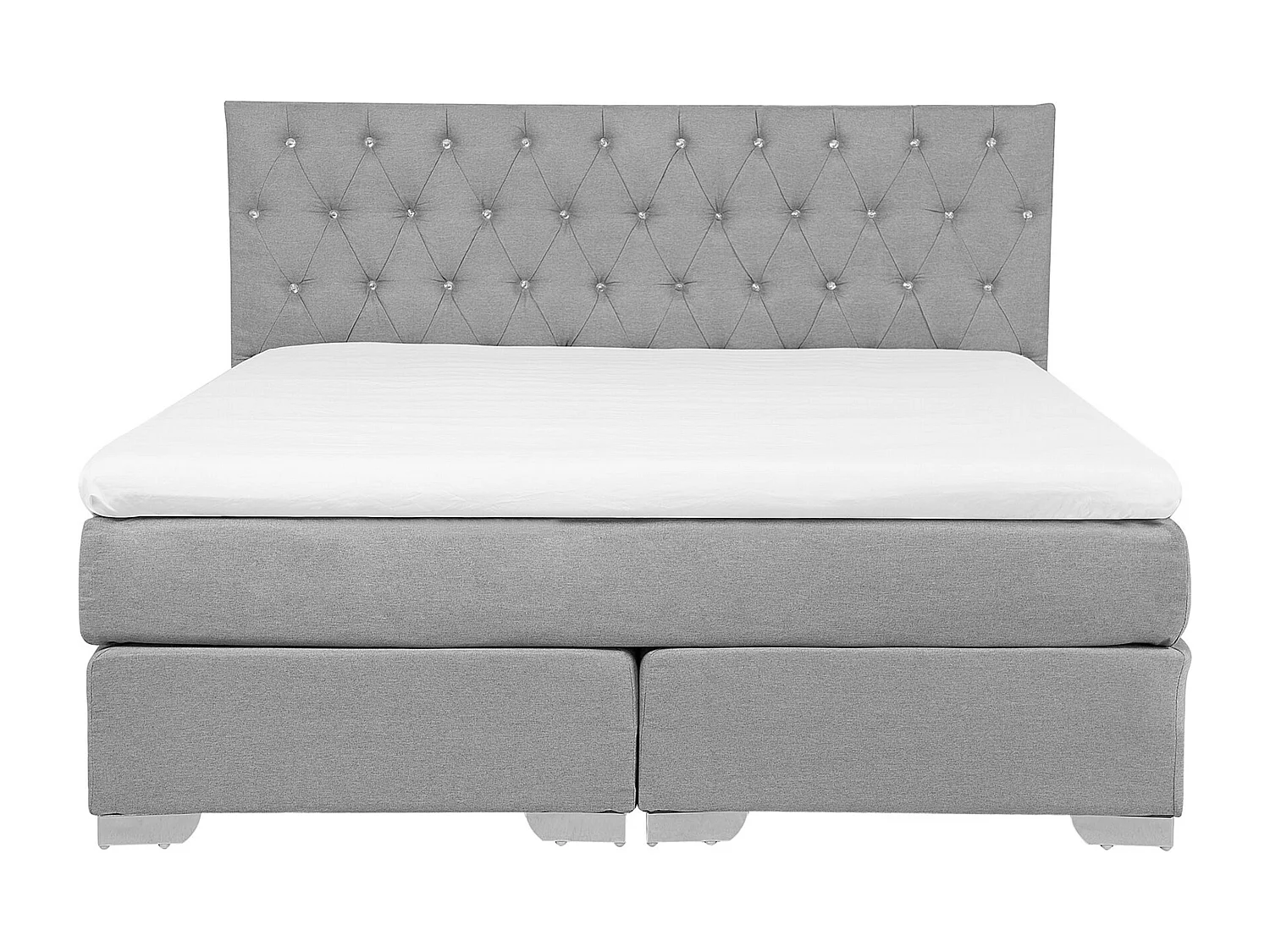 Cama continental Tela DUCHESS 180 x 200 cm Gris claro