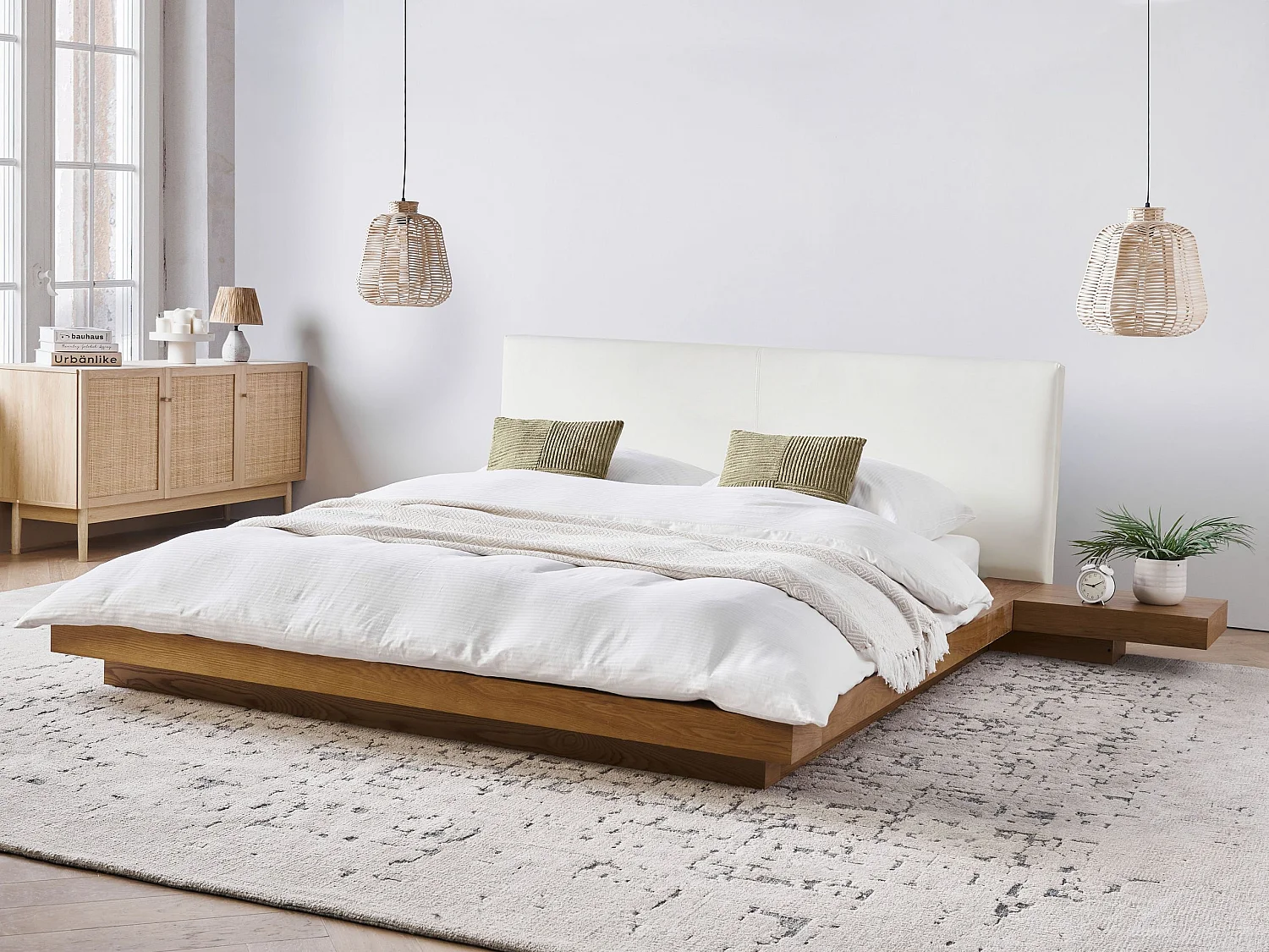 Letto ad acqua Pelle sintetica ZEN 160 x 200 cm Frassino naturale