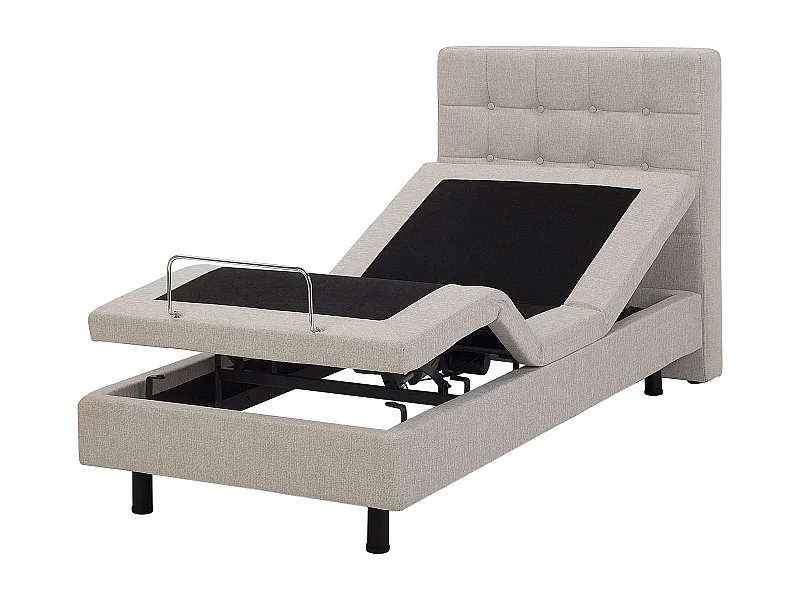 Polsterbett elektrisch verstellbar beige 90x200 cm mit Fernbedienung Duke