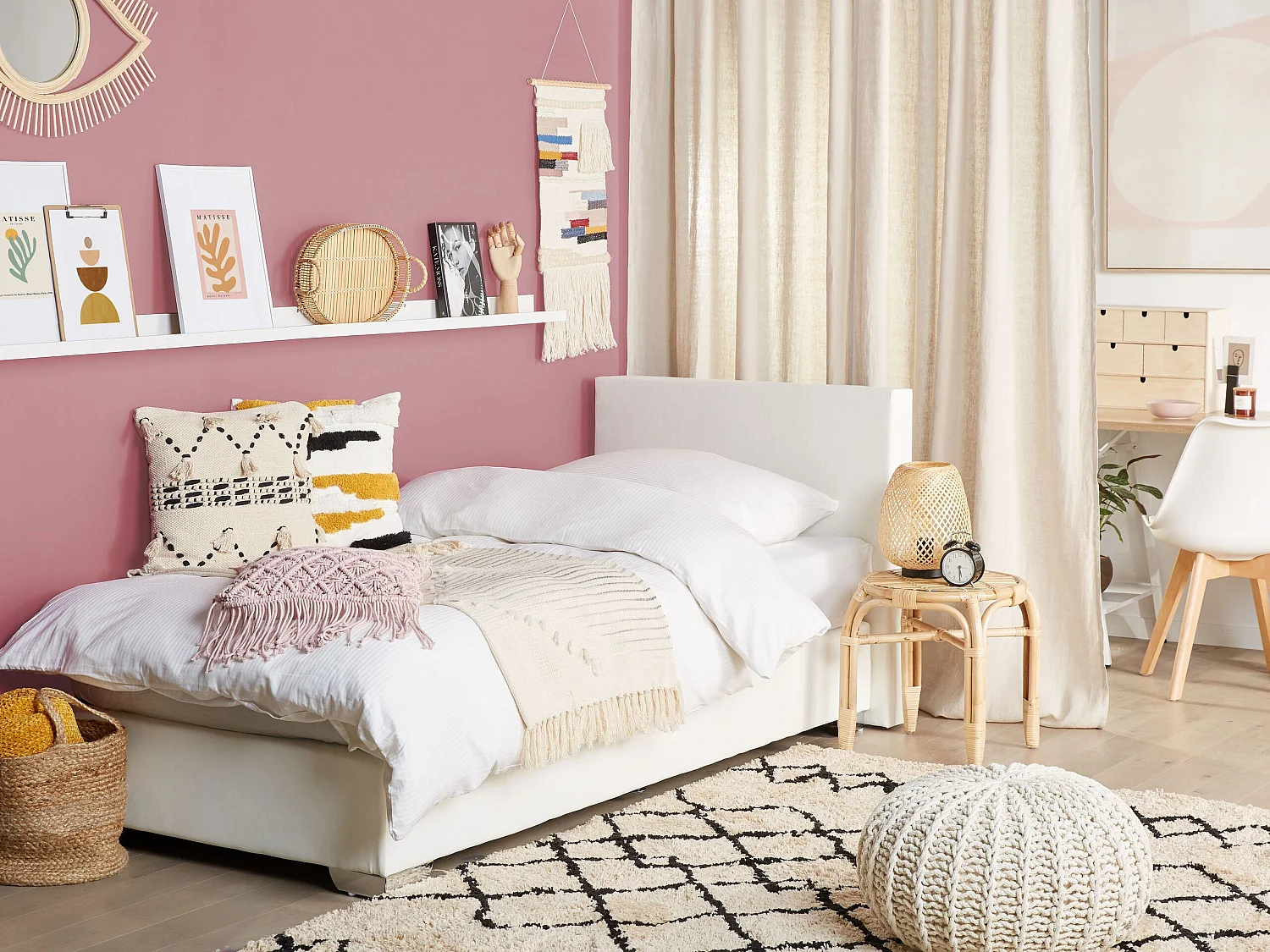 Lit Boxspring Cuir PU PRESIDENT 90 x 200 cm Blanc