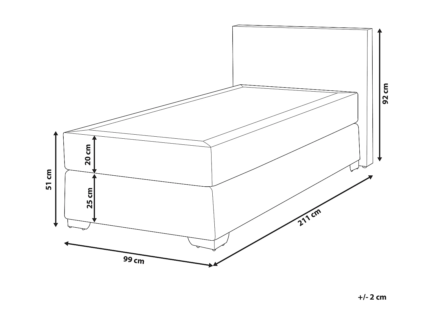 Boxspring Kunstleer PRESIDENT 90 x 200 cm Wit