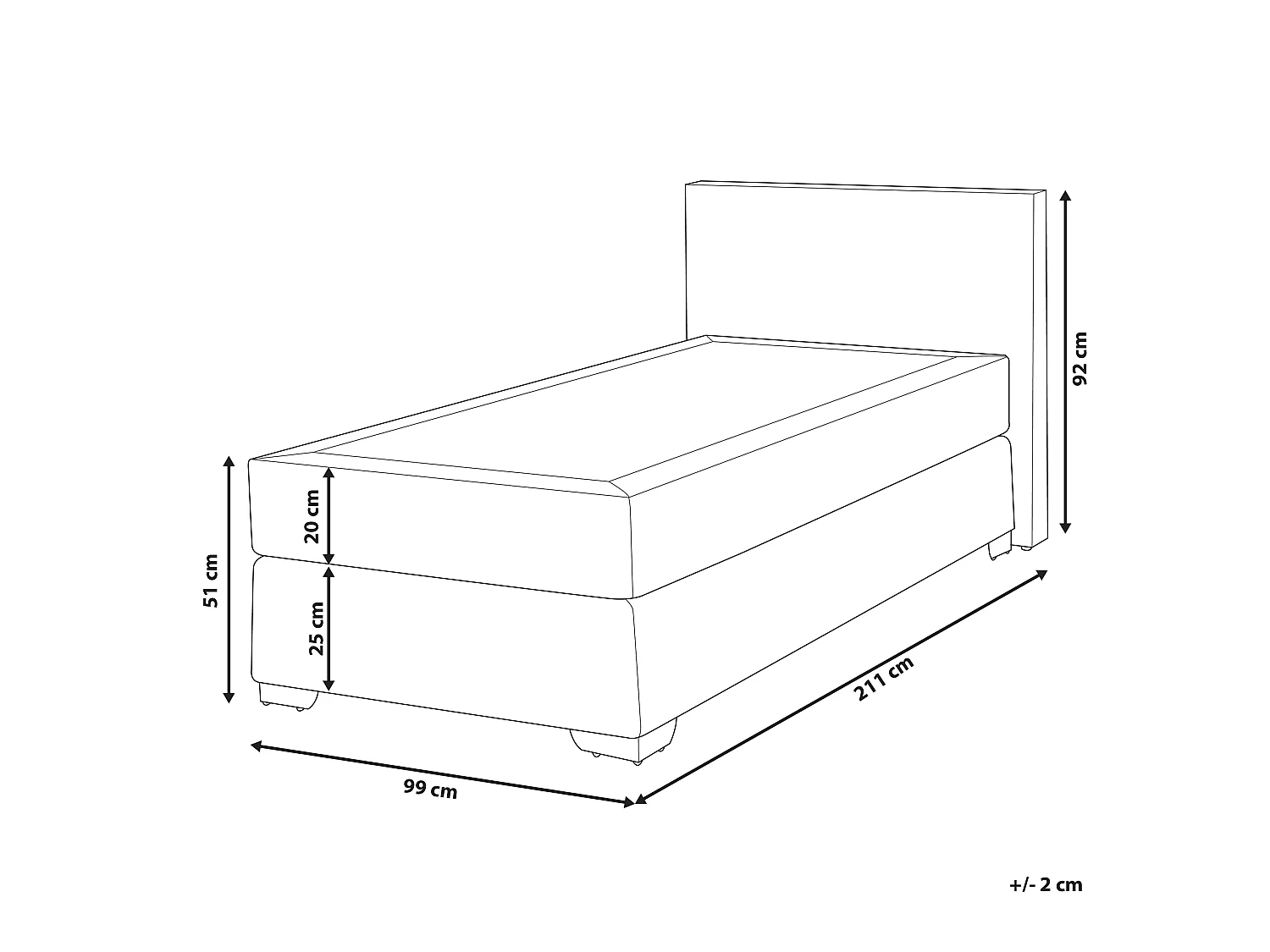 Boxspring Kunstleer PRESIDENT 90 x 200 cm Wit