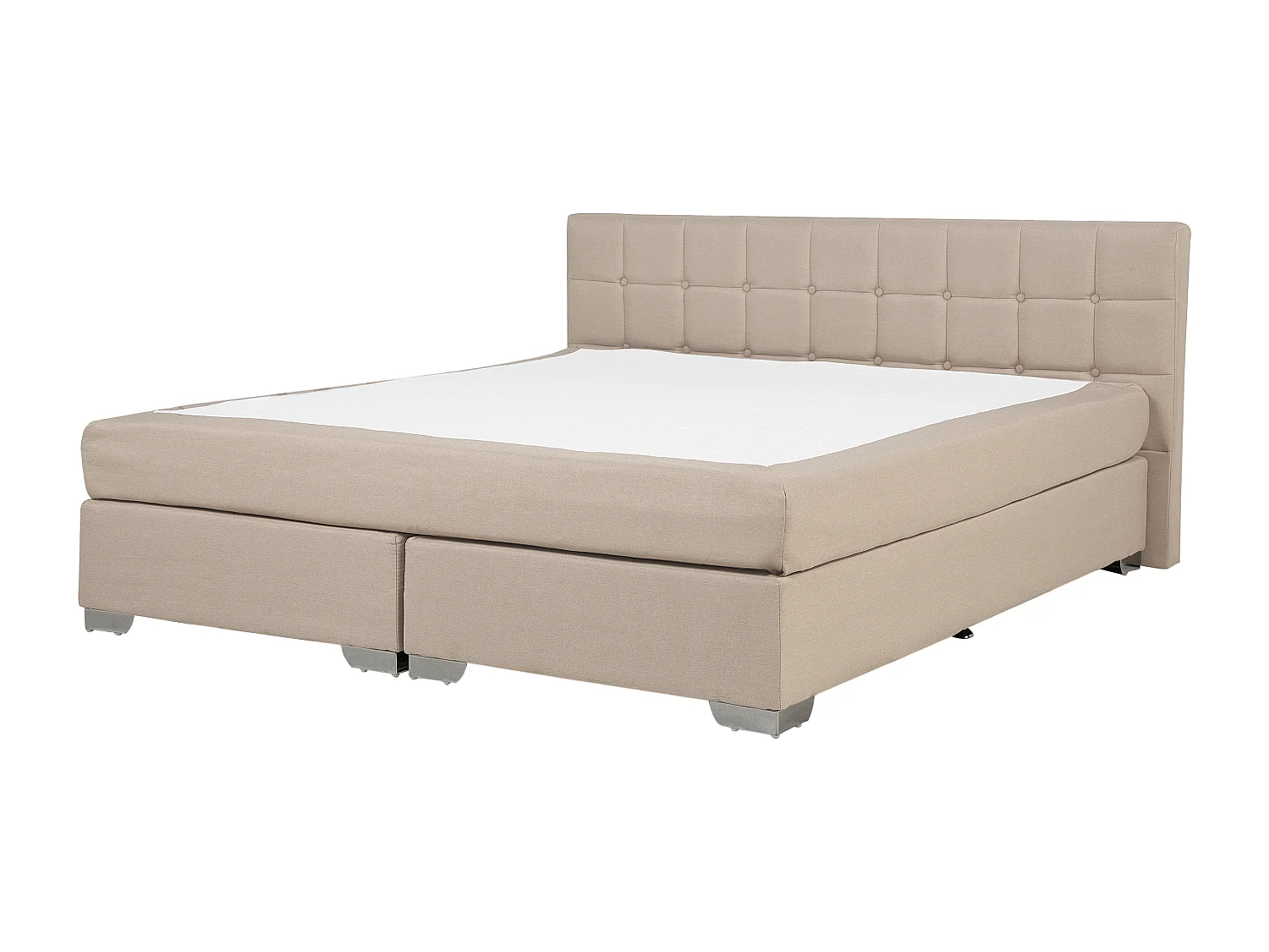 Boxspringbett Polsterbett in Sandbeige Leinenoptik Doppelbett 180 x 200 cm