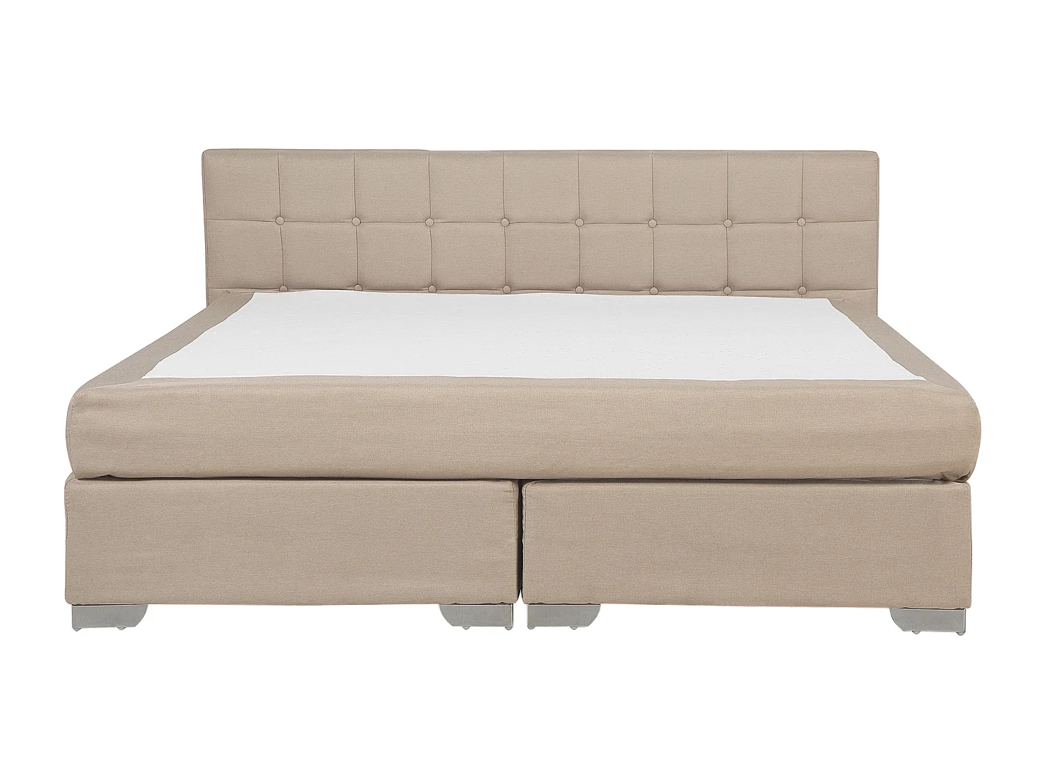 Boxspringbett Polsterbett in Sandbeige Leinenoptik Doppelbett 180 x 200 cm