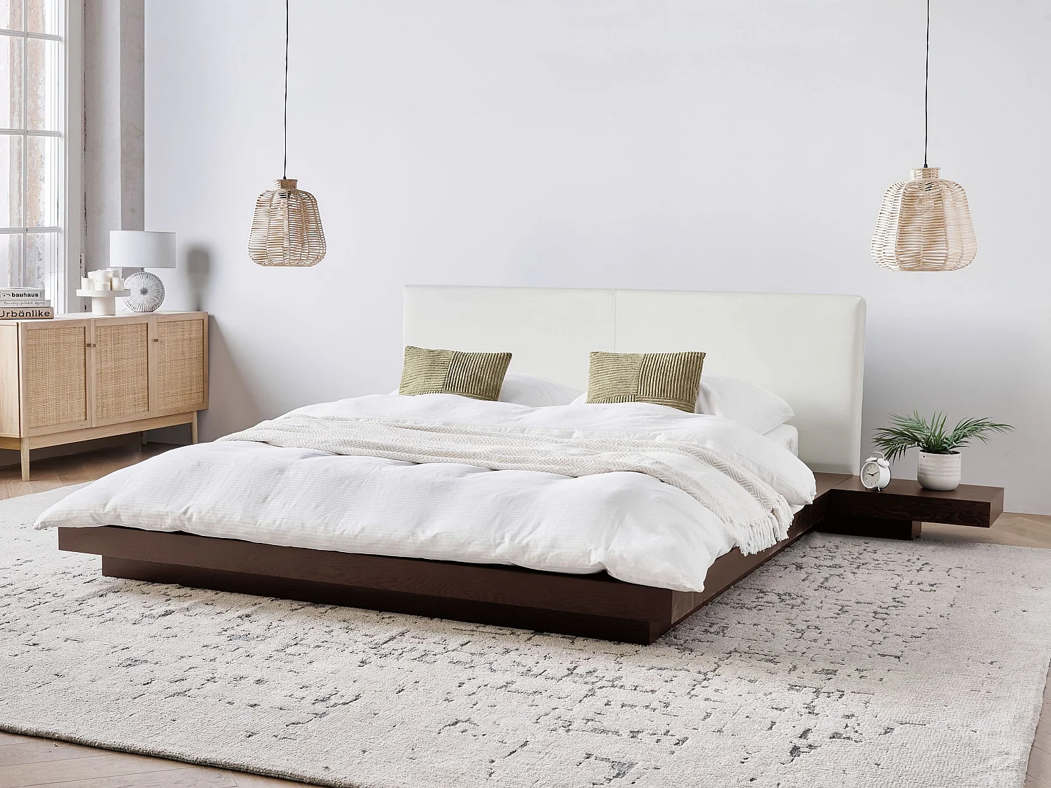 Cama de água Pele sintética ZEN 160 x 200 cm Castanho escuro