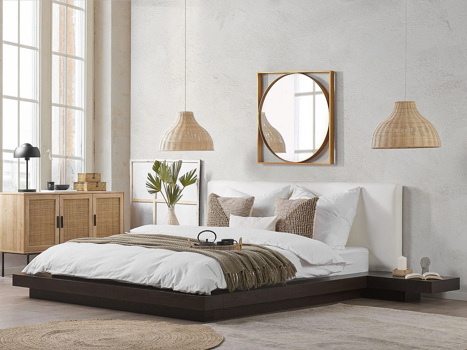 Waterbed Faux Leather ZEN 160 x 200 cm (EU King Size) Dark Ash Wood