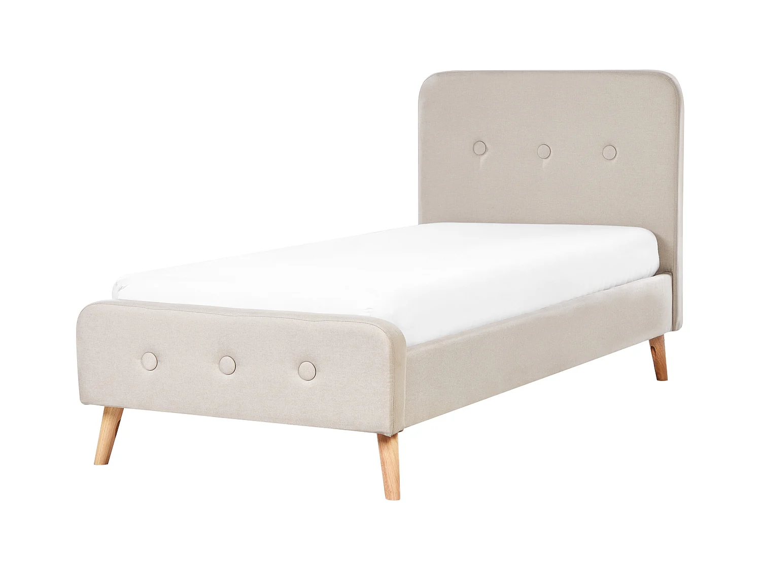Lit avec sommier Lin synthétique RENNES 90 x 200 cm Beige clair