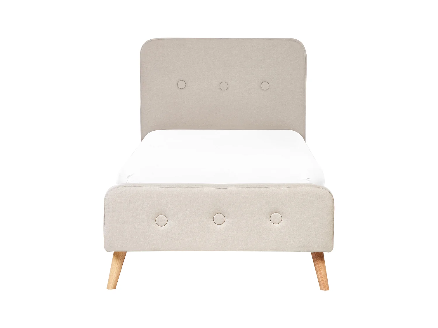 Polsterbett Leinenoptik beige Lattenrost 90 x 200 cm Rennes