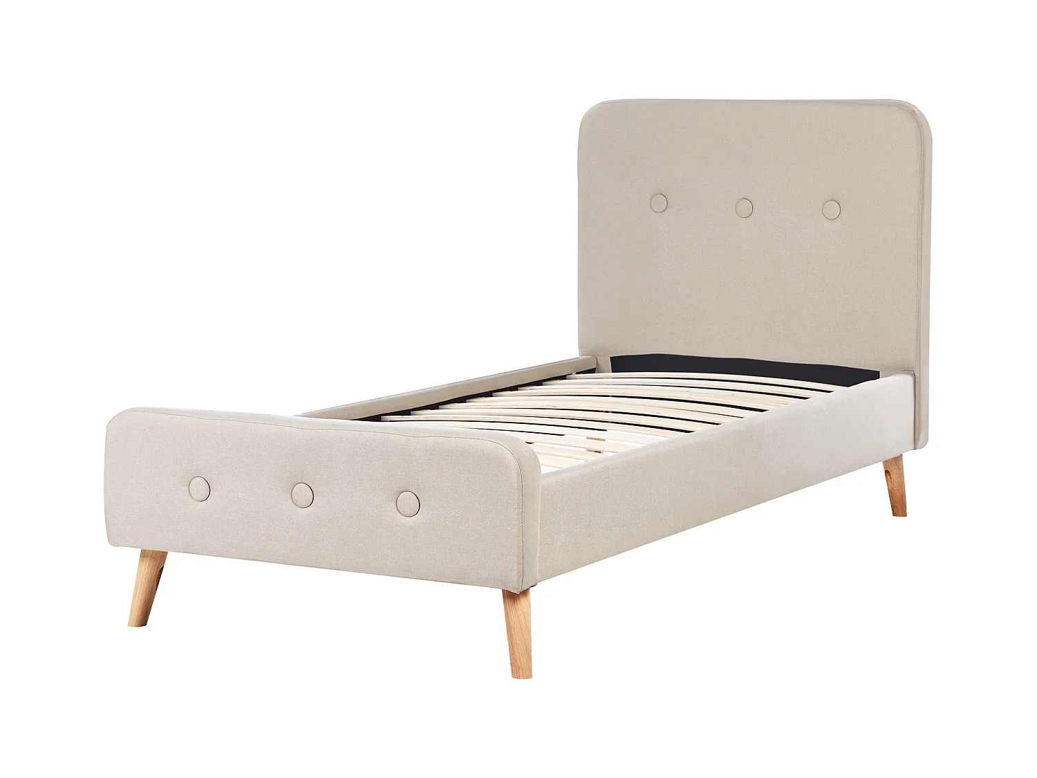 Polsterbett Leinenoptik beige Lattenrost 90 x 200 cm Rennes