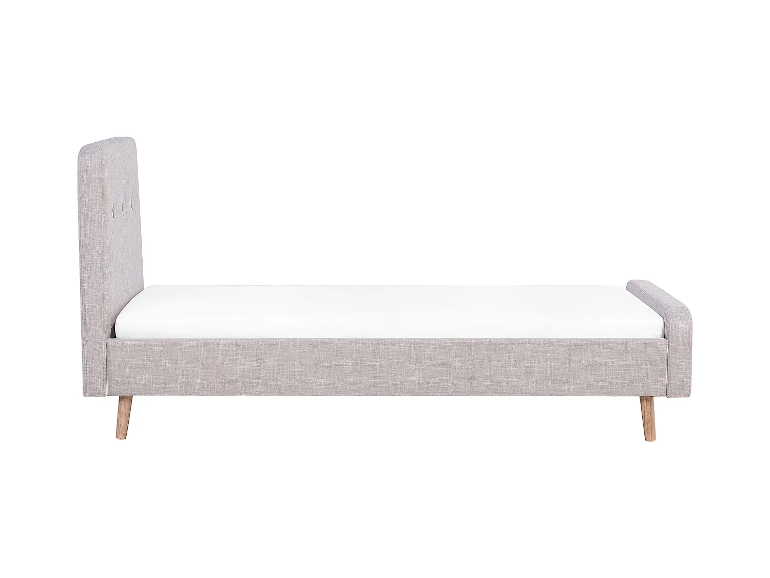 Polsterbett Leinenoptik beige Lattenrost 90 x 200 cm Rennes