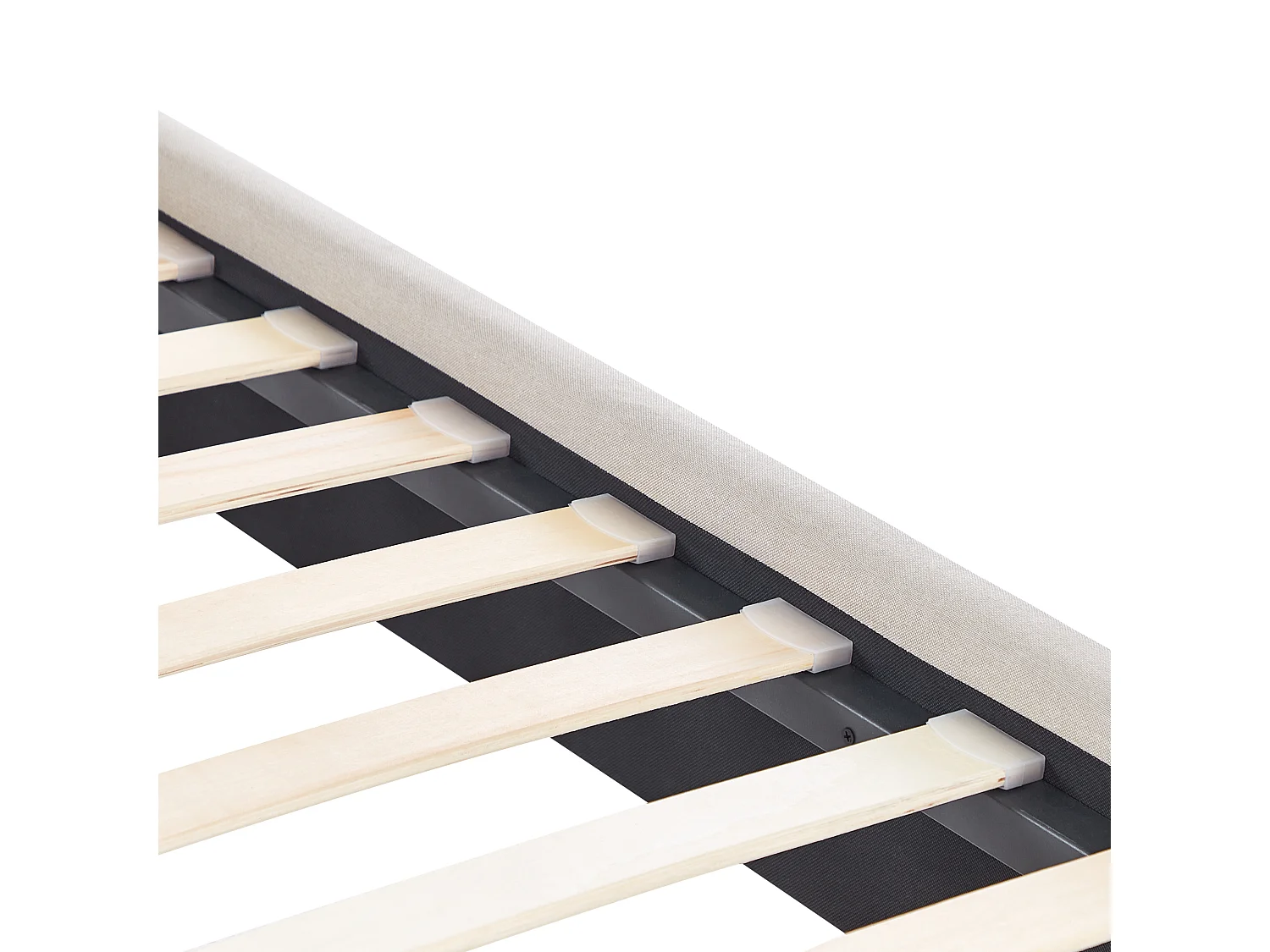 Lit avec sommier Lin synthétique RENNES 90 x 200 cm Beige clair