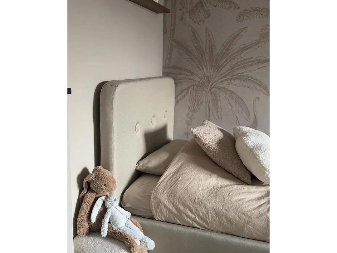 Bed stof beige 90 x 200 cm RENNES