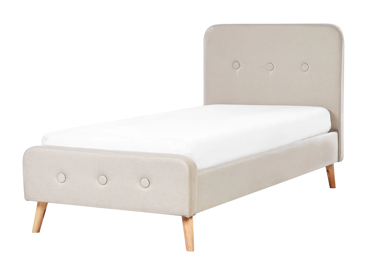 Polsterbett Leinenoptik beige Lattenrost 90 x 200 cm RENNES