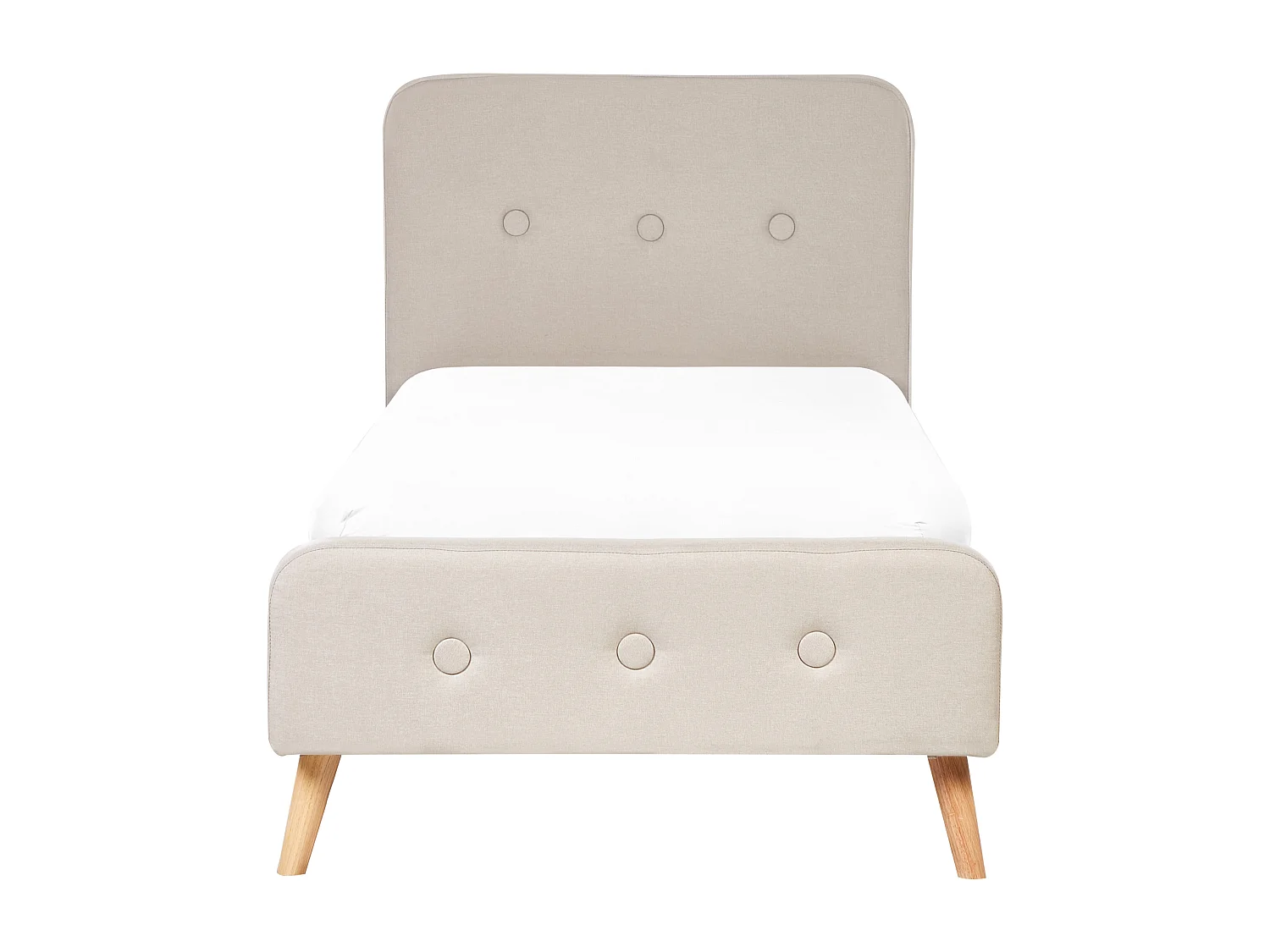 Polsterbett Leinenoptik beige Lattenrost 90 x 200 cm RENNES