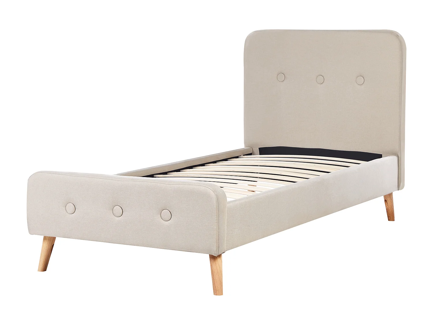 Polsterbett Leinenoptik beige Lattenrost 90 x 200 cm RENNES