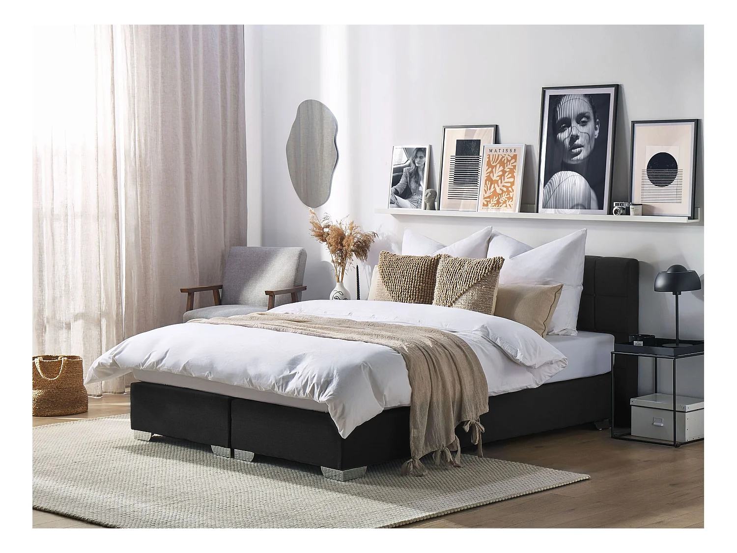 Lit Boxspring Tissu ADMIRAL 180 x 200 cm Noir