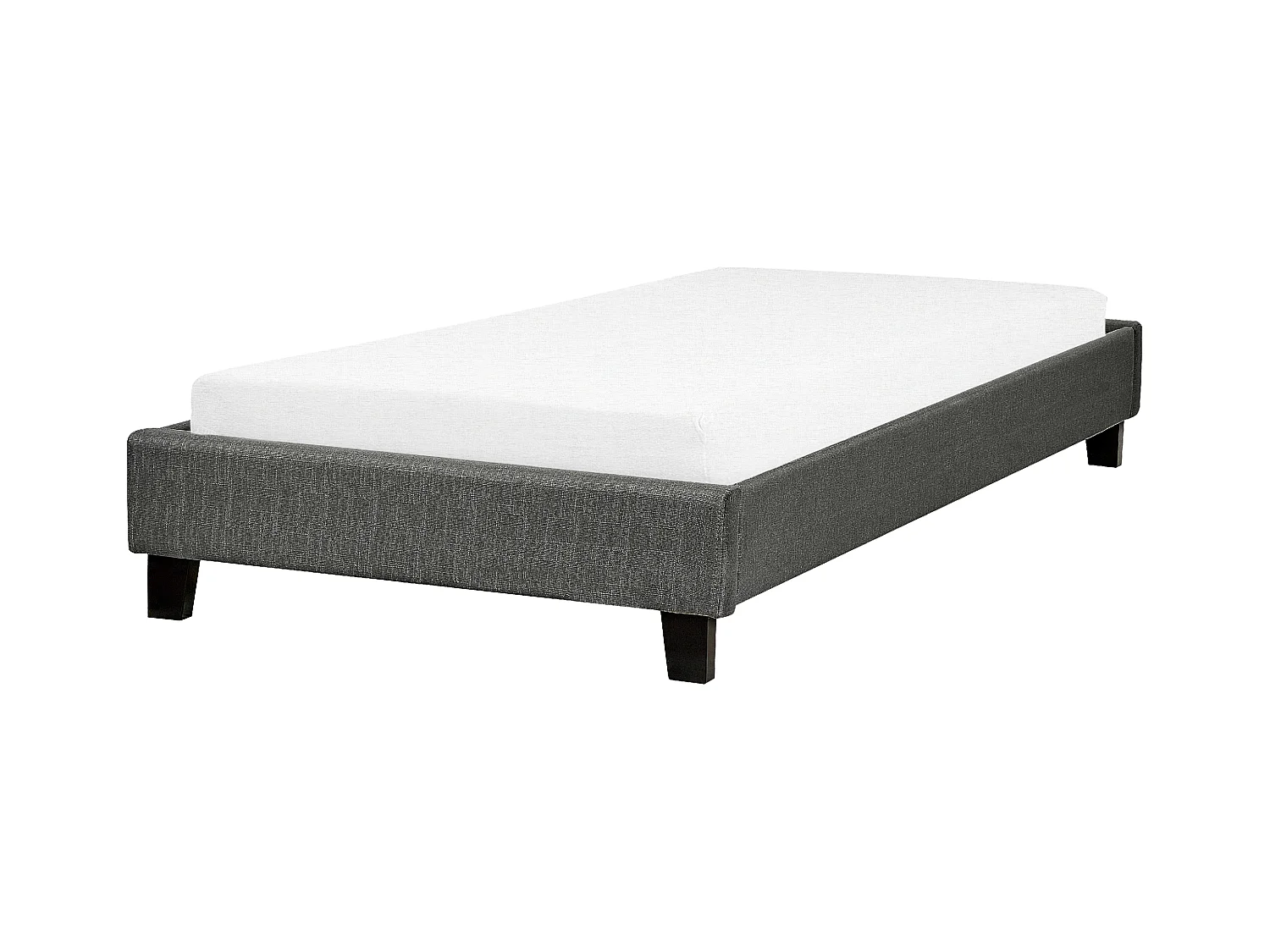 Lit sans tête de lit Tissu ROANNE 90 x 200 cm Gris