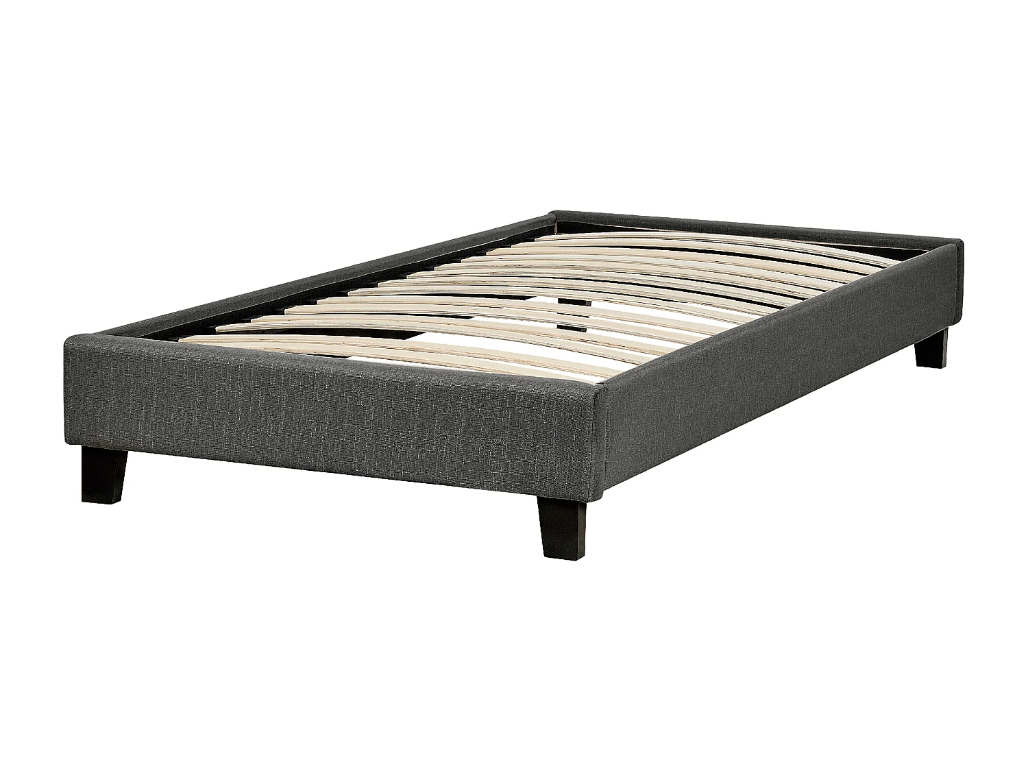 Letto Tessuto ROANNE 90 x 200 cm Grigio