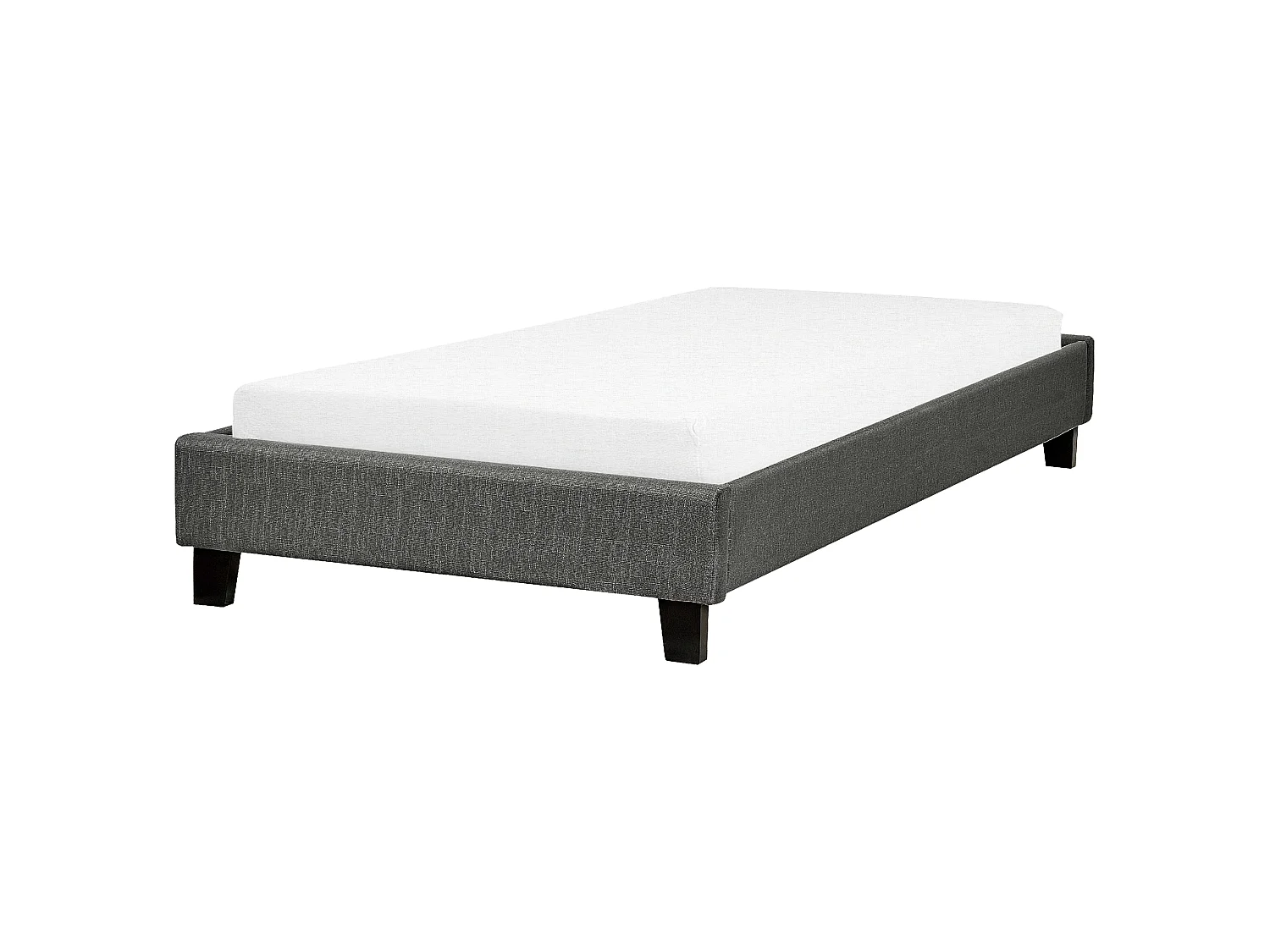 Lit sans tête de lit Tissu ROANNE 90 x 200 cm Gris
