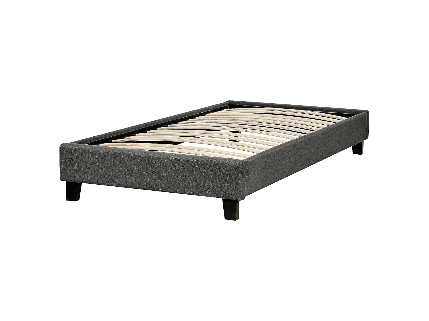 Lit sans tête de lit Tissu ROANNE 90 x 200 cm Gris