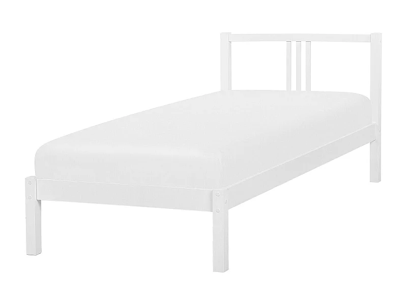 Lit avec sommier Bois de pin VANNES 90 x 200 cm Blanc