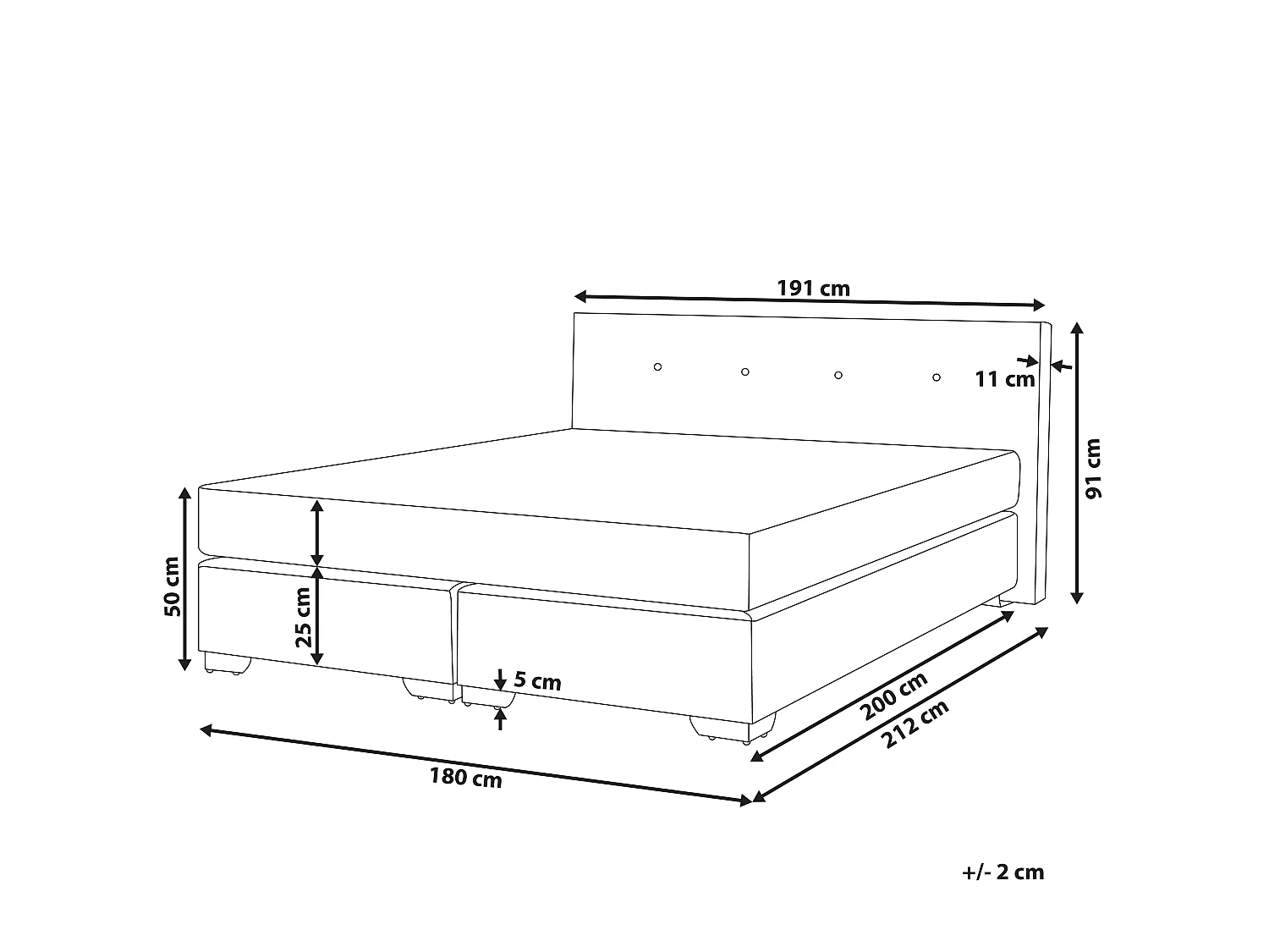 Lit Boxspring Velours CONSUL 180 x 200 cm Beige clair