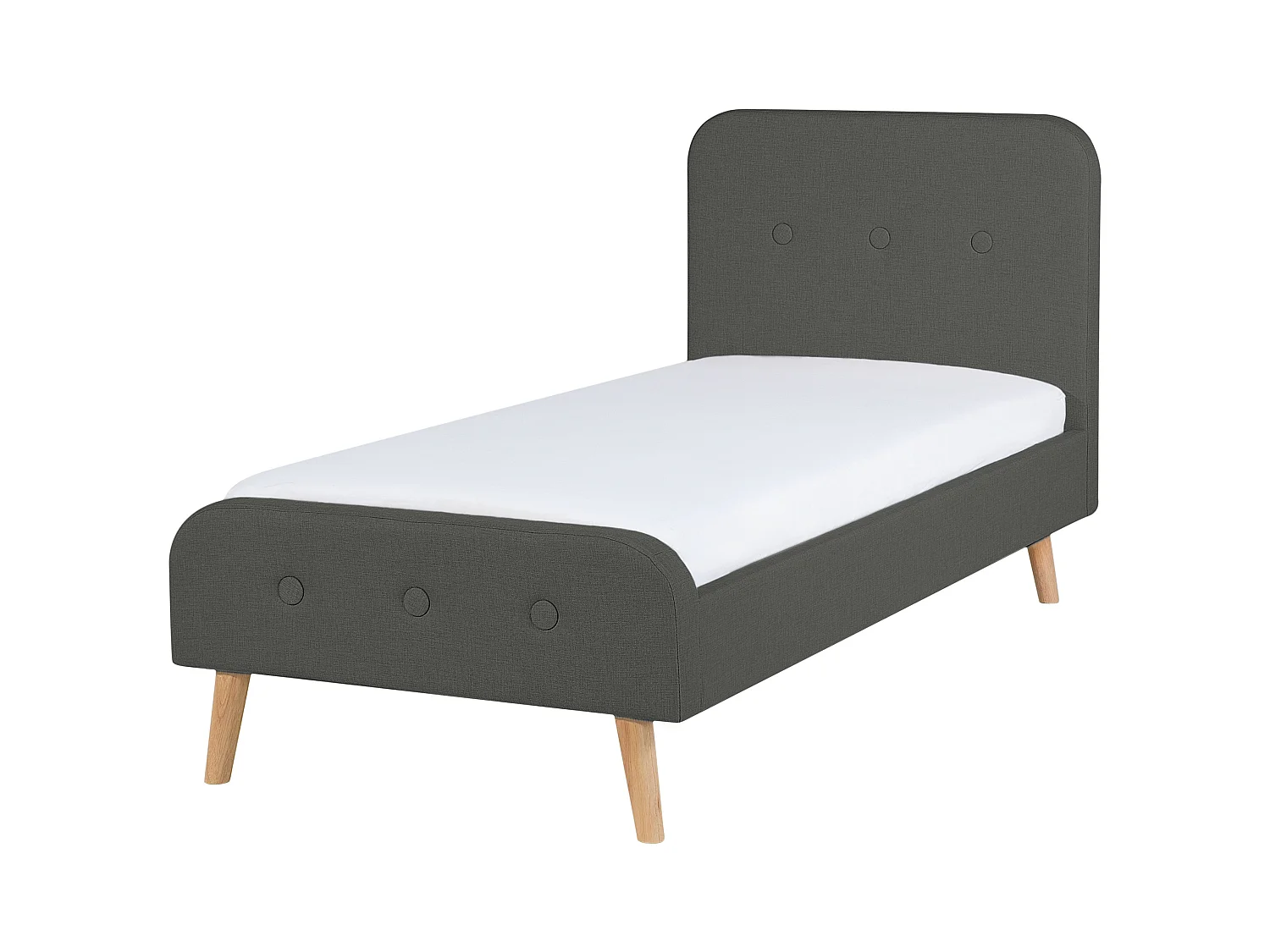 Lit avec sommier Tissu RENNES 90 x 200 cm Gris foncé