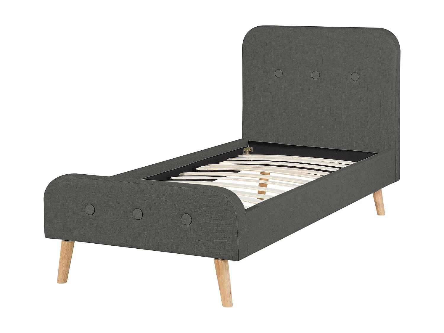 Letto con rete a doghe tessuto grigio 90 x 200 cm RENNES