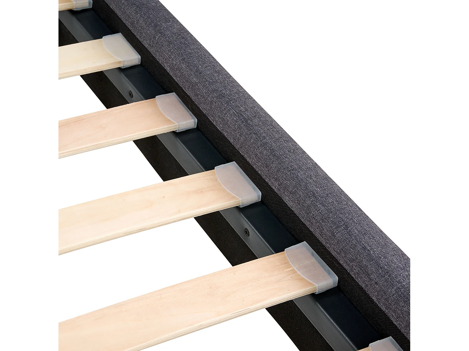 Letto con rete a doghe tessuto grigio 90 x 200 cm RENNES