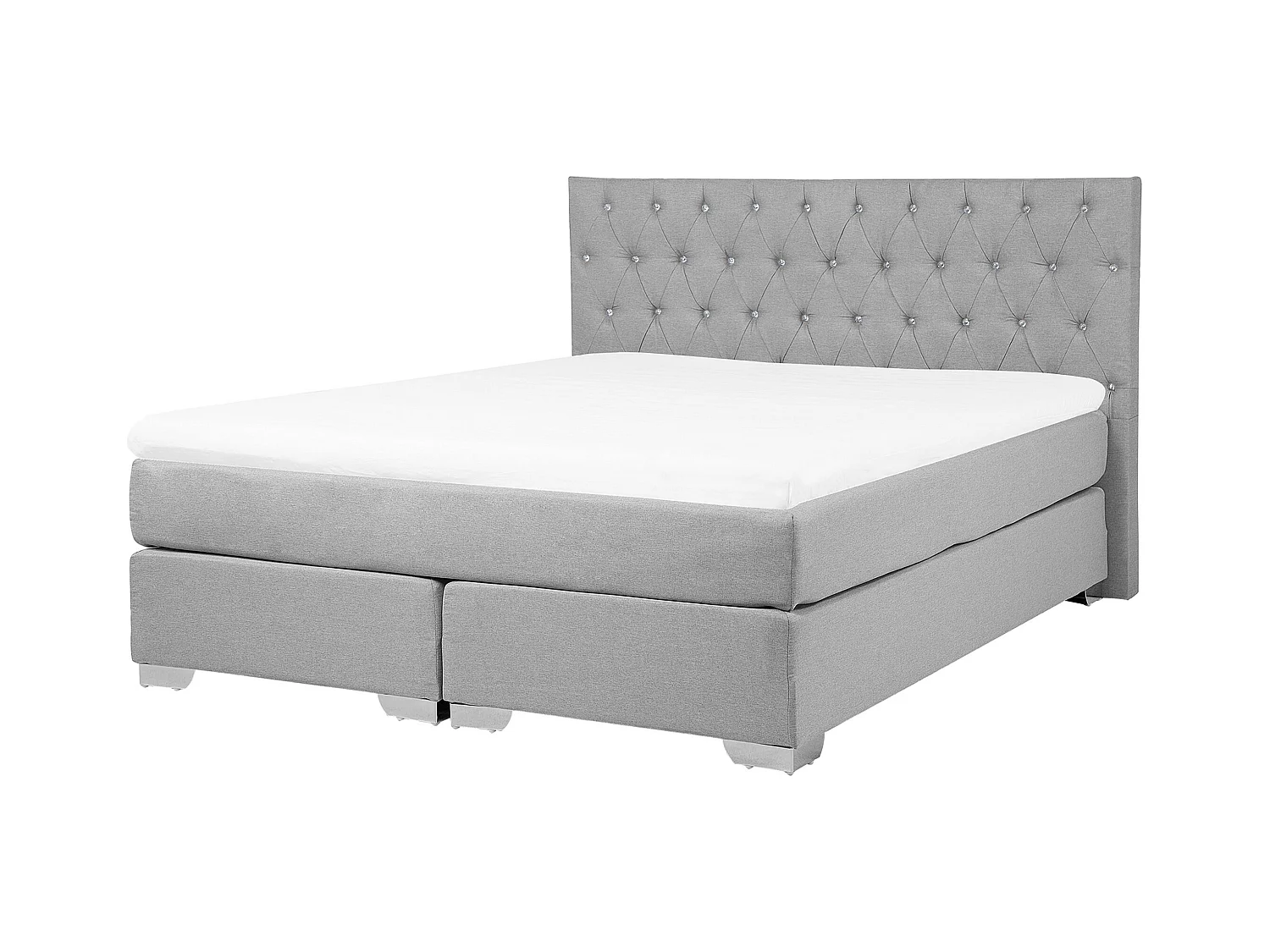 Lit Boxspring Tissu DUCHESS 160 x 200 cm Gris clair