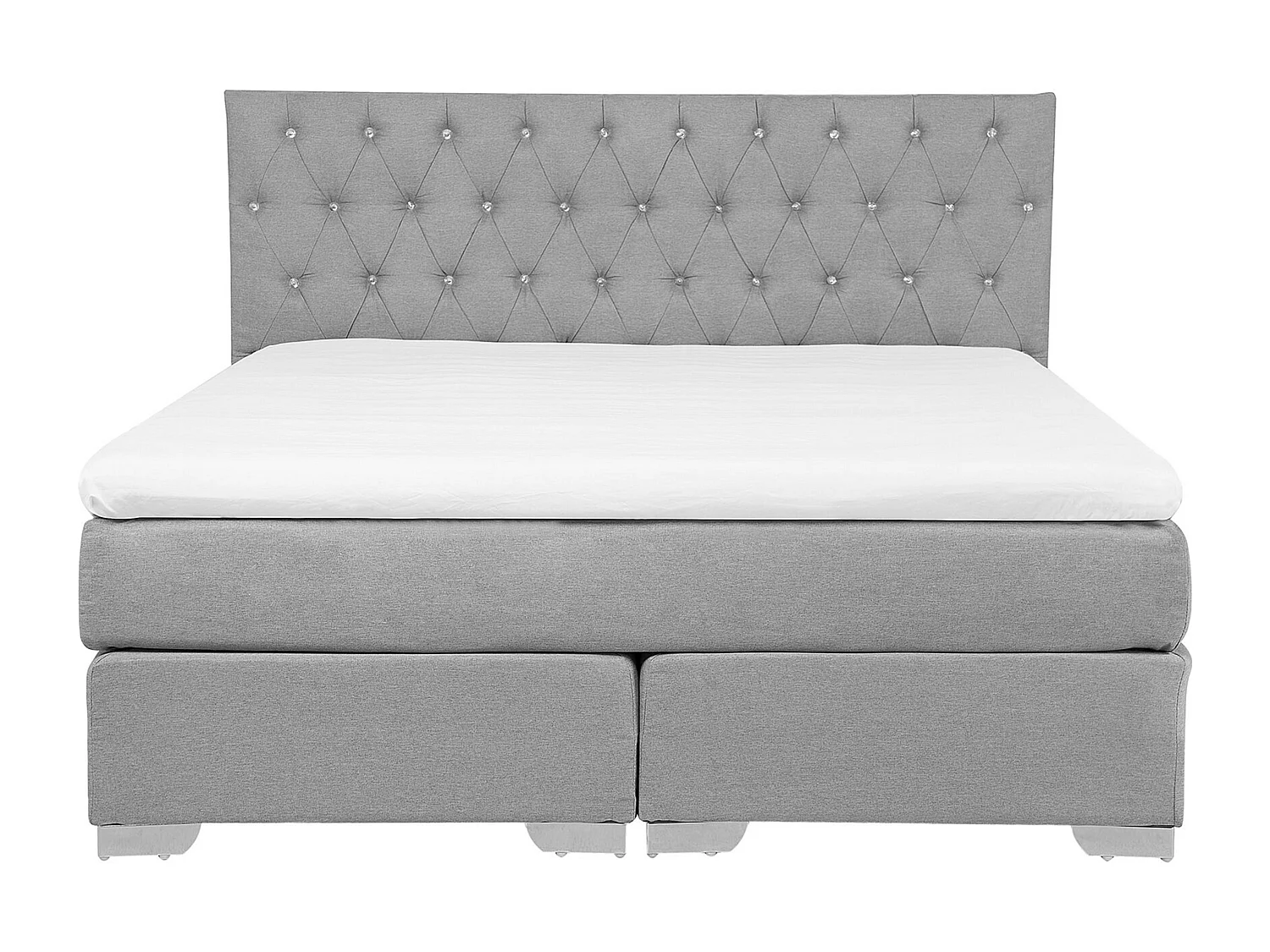 Lit Boxspring Tissu DUCHESS 160 x 200 cm Gris clair