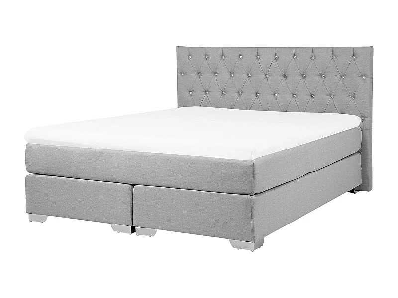 Cama continental Tecido DUCHESS 160 x 200 cm Cinzento claro