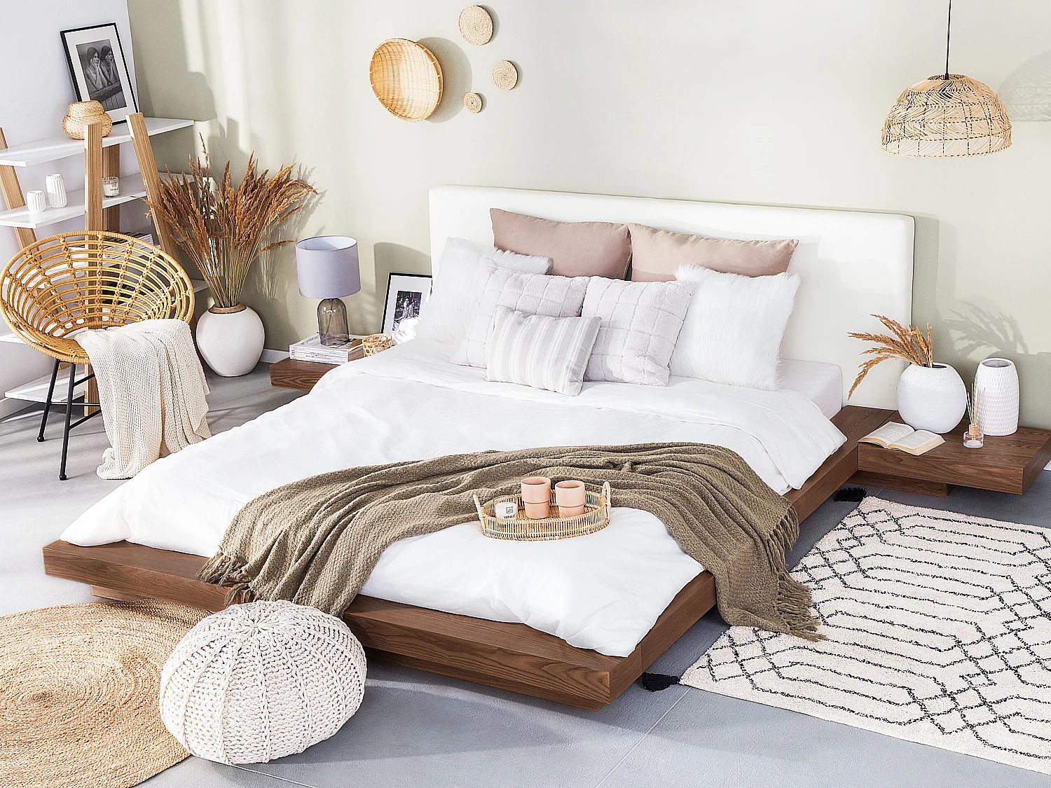 Wasserbett Kunstleder ZEN 180 x 200 cm Braune Esche