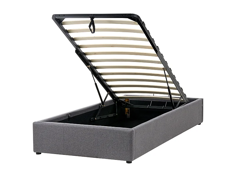 Letto con ottomano Tessuto DINAN 90 x 200 cm Grigio scuro