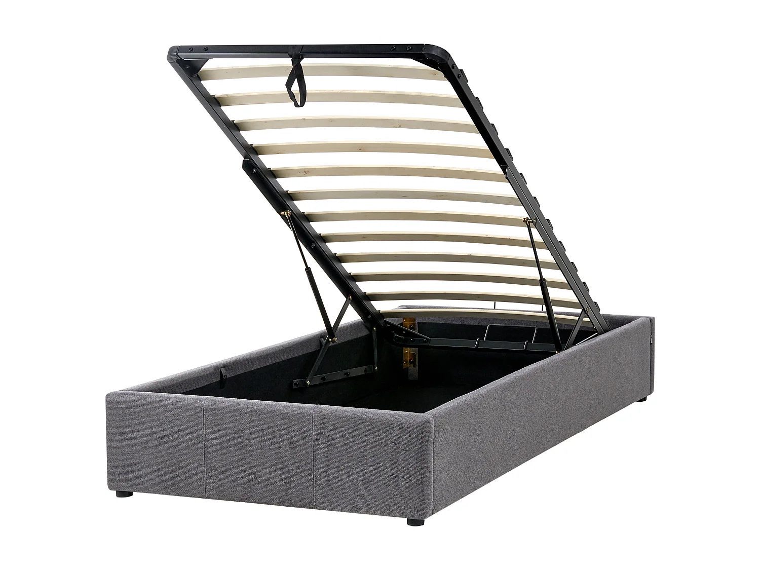 Lit ottoman sans tête de lit Tissu DINAN 90 x 200 cm Gris foncé