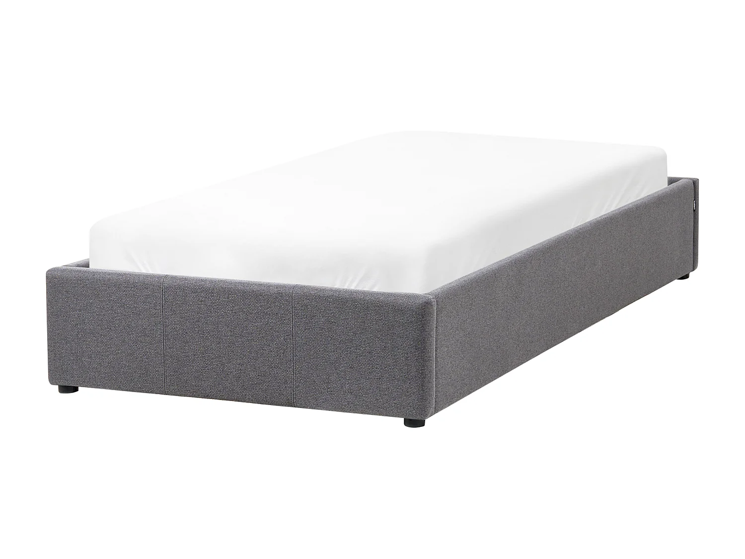 Lit ottoman sans tête de lit Tissu DINAN 90 x 200 cm Gris foncé