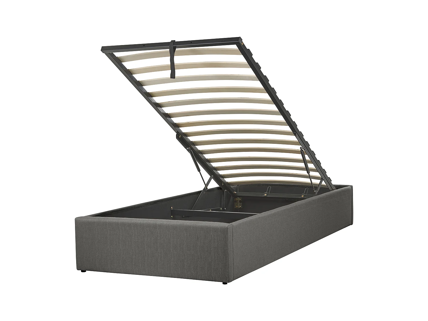 Lit ottoman sans tête de lit Tissu DINAN 90 x 200 cm Gris foncé